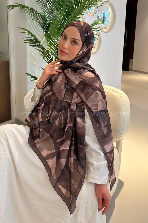 Brown Cotton Fabric Flowering Printed Shawl