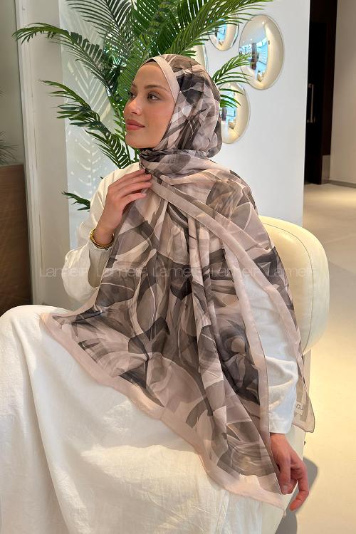 Lamelif Brush Desen Soft Şal Vizon