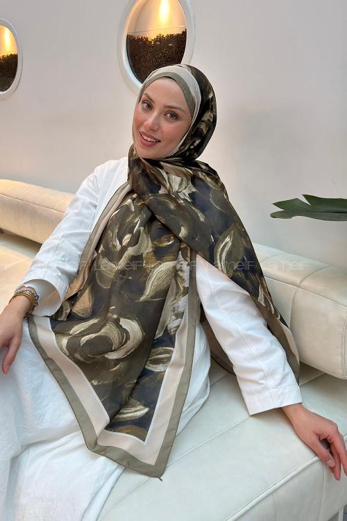 Lamelif Çiçek Desen Pamuk Şal Mint Yeşili