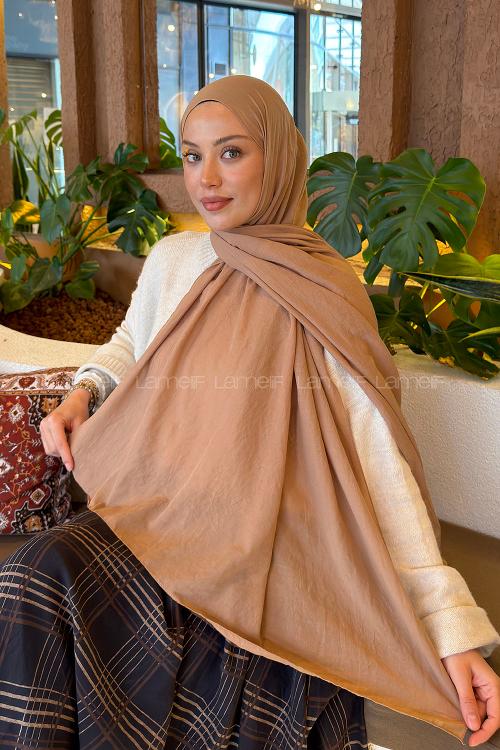 Lamelif Comfort Pamuk Şal Karamel