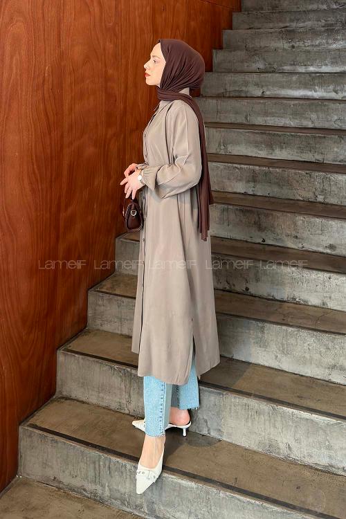 Lamelf Cupra Bağlama Detaylı Tunik Vizonrengi