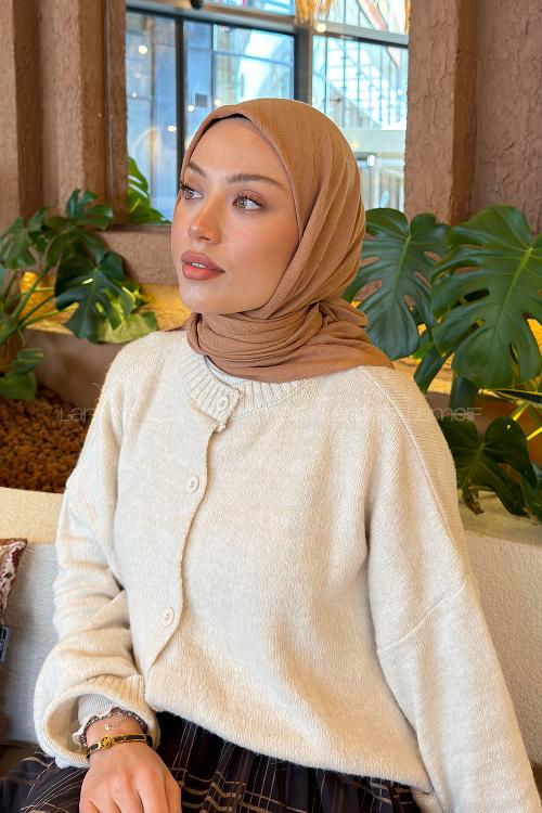 Milky Brown Bone Cotton Fabric Straight Scarf