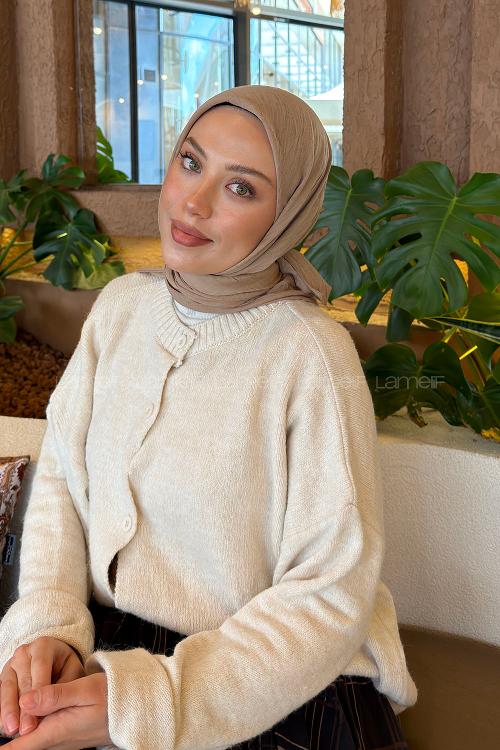 Lamelif Bambu Eşarp Koyu Vizon