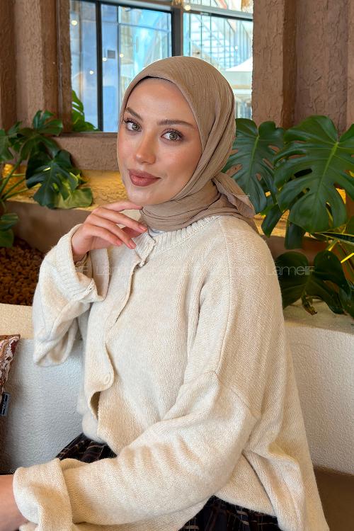 Lamelif Bambu Eşarp Koyu Vizon