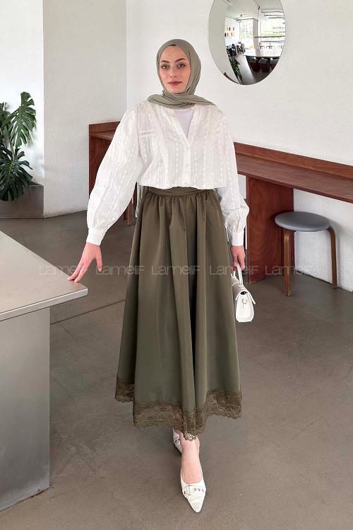 Lamelif Fistolu Gömlek Ekru