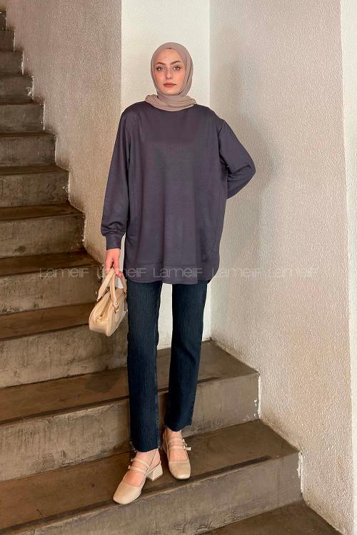 Lamelif Kristal Dikişli Sweat Antrasit