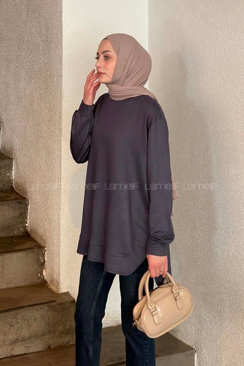 Lamelif Kristal Dikişli Sweat Antrasit