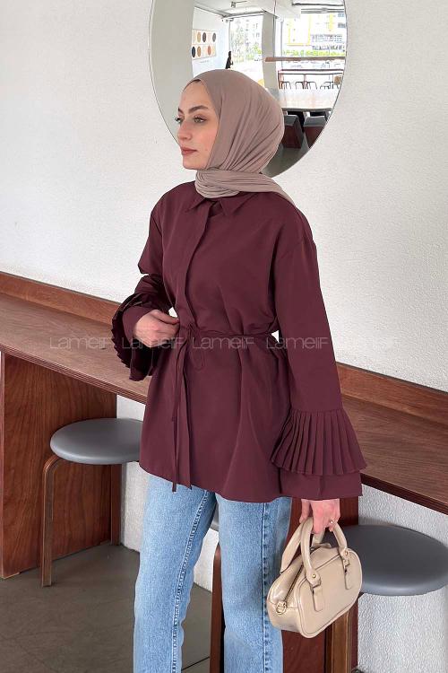 Plum Shirt Collar Long Arm Cotton Shirt