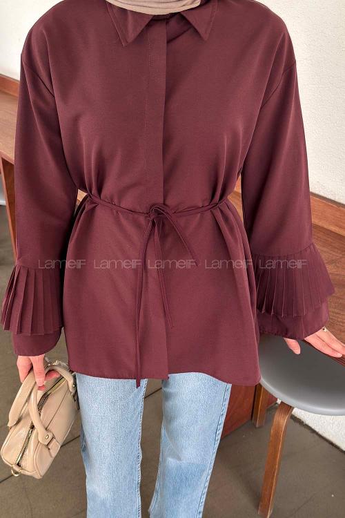 Plum Shirt Collar Long Arm Cotton Shirt