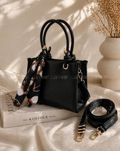 Black Belted Buckle Suni Deri Hand Bag Arm Bag Bag