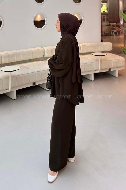 Lamelif Çift Cepli Takım Acı Kahve