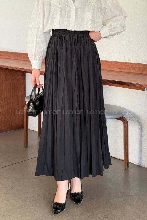 Lamelif Kraşlı Tesettür Etek Siyah