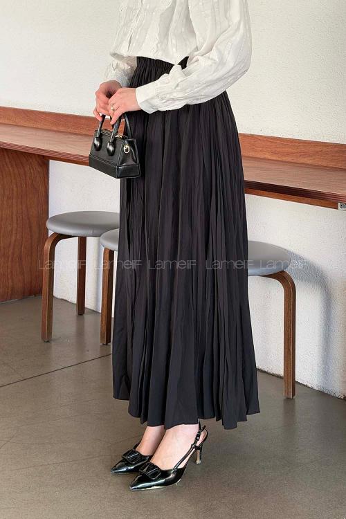 Lamelif Kraşlı Tesettür Etek Siyah