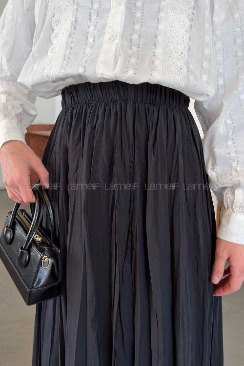 Lamelif Kraşlı Tesettür Etek Siyah