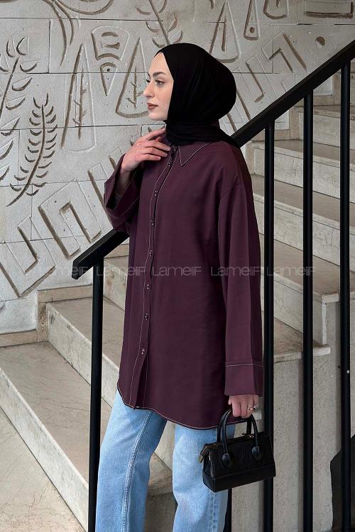 Plum Shirt Collar Long Arm Cupra Shirt