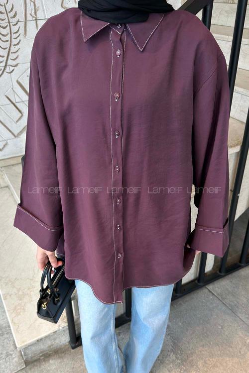 Plum Shirt Collar Long Arm Cupra Shirt