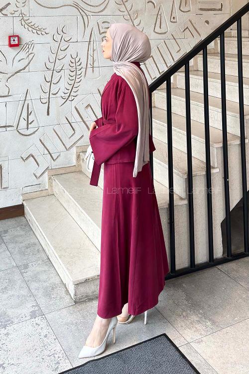 Lamelif Ceketli Jile Takım Mürdüm