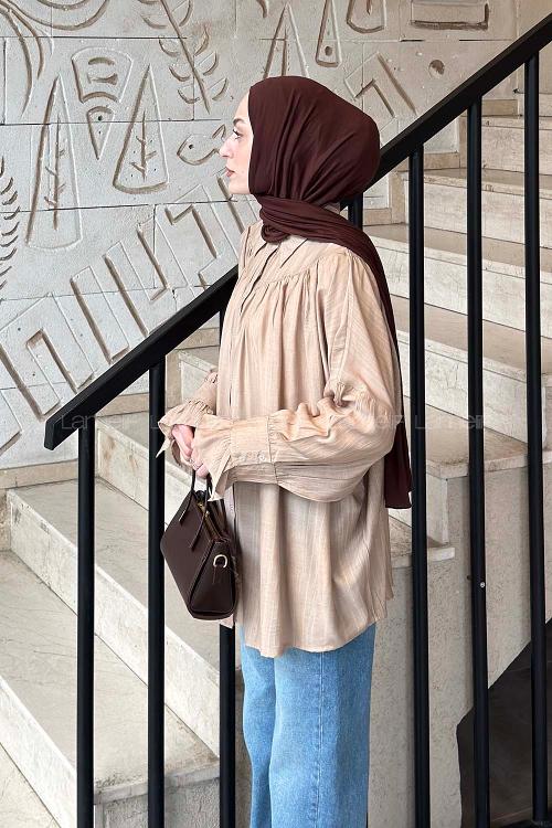 Mink Shirt Collar Long Arm Viscose Fabric Shirt