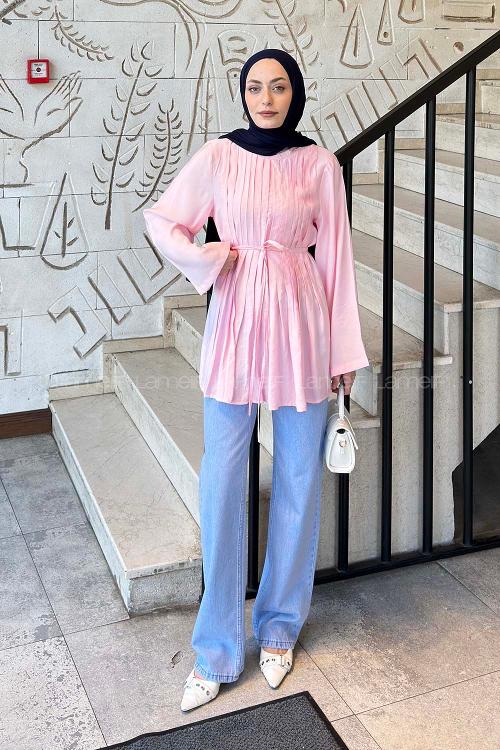 Candy Pink Crew Neck Modal Tunic