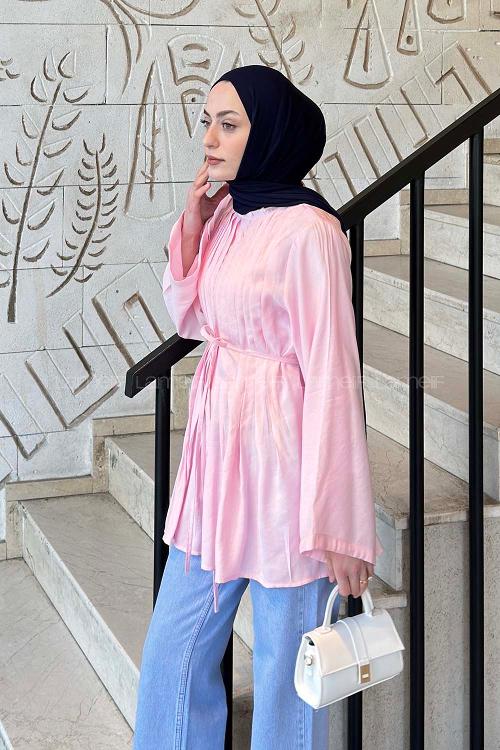Candy Pink Crew Neck Modal Tunic