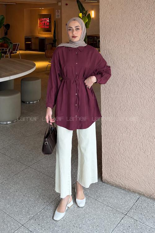 Plum Shirt Collar Long Arm Cupra Unprinted Shirt