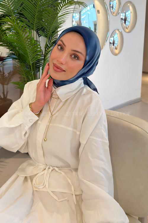 Lamelif Batik Desen Soft Eşarp Lacivert