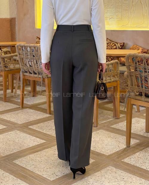 Lamelif Geniş Paça Palazzo Pantolon Antrasit