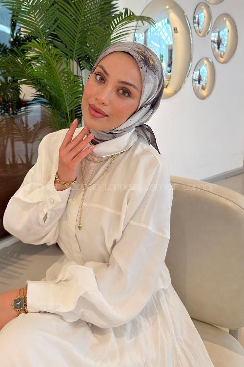 Lamelif Bohem Çiçek Desen Soft Eşarp Taş