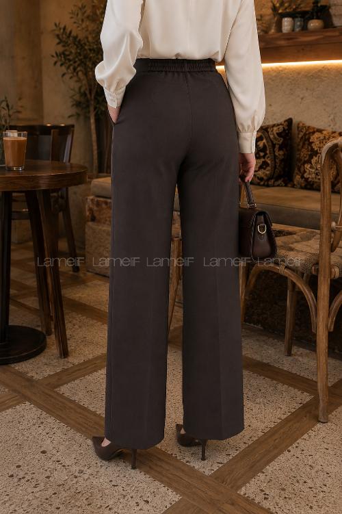 Black Cotton Polyester High Waist Material Pants