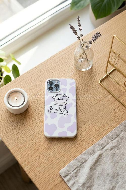 Lamelif  ıPhone 13-14 İnek Baskılı Telefon Kılıfı