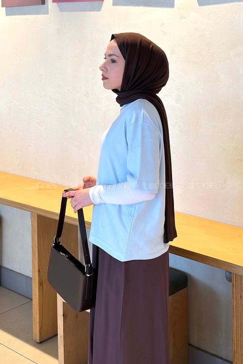 Lamelif Kısa Kol Basic T-shirt Bebe Mavisi
