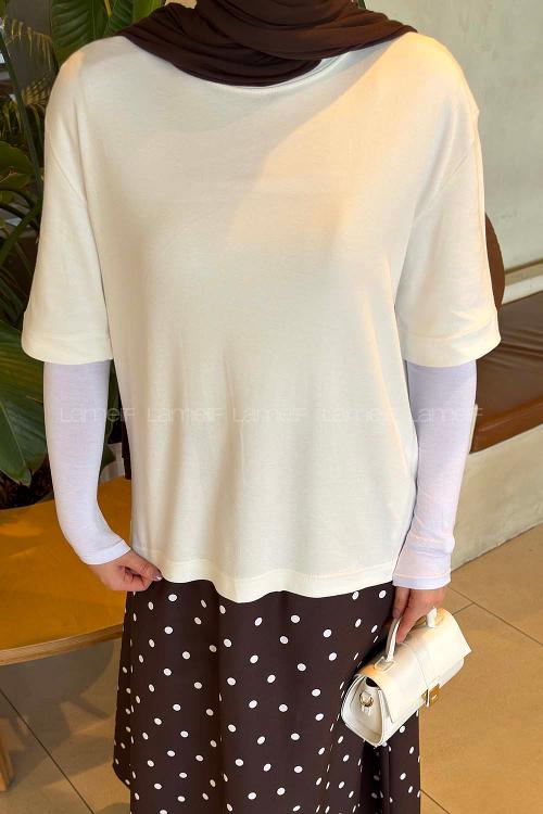 Lamelif Kısa Kol Basic T-shirt Beyaz