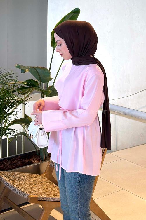 Lamelif Pelerin Detaylı Tunik Pembe