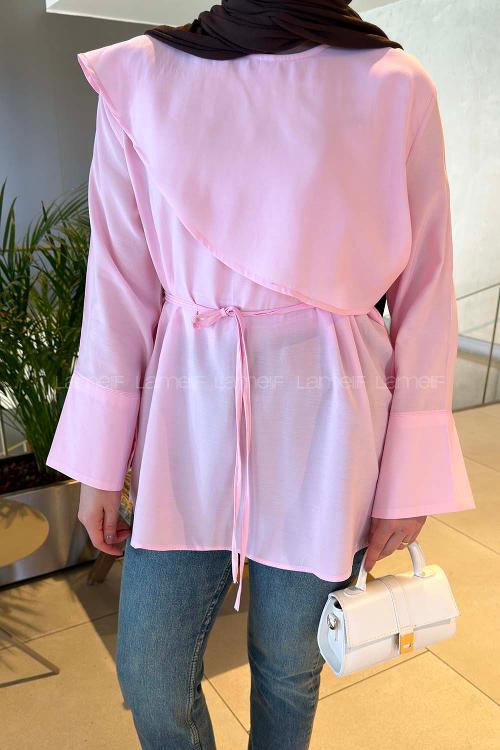 Lamelif Pelerin Detaylı Tunik Pembe