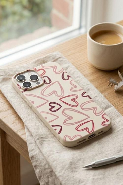 Lamelif  ıPhone 15 Kalp Baskılı Telefon Kılıfı
