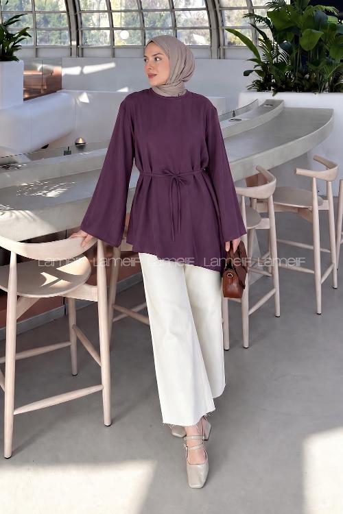 Plum Crew Neck Long Arm Ayrobin Shirt
