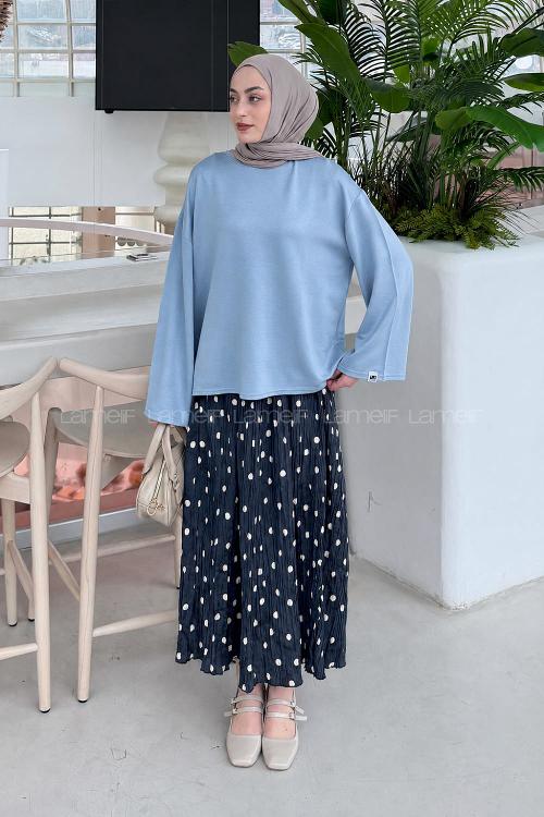 Lamelif Kol Armalı Sweatshirt Bebe Mavisi