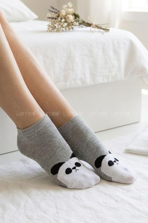 Lamelif Penye Panda Patik Çorap