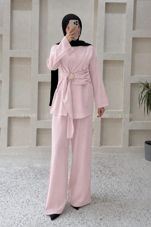 Lamelif Toka Detaylı Takım Pembe