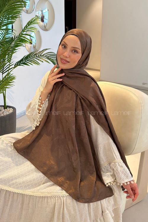 Brown Cotton Fabric Ayrobin Printed Shawl