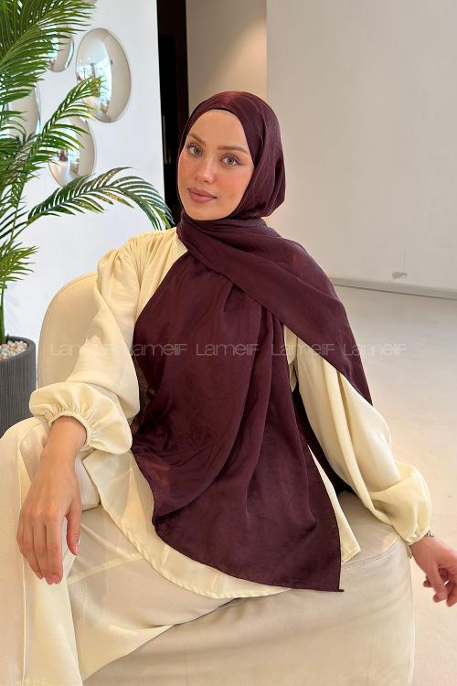 Lamelif Kapadokya Desen Ayrobin Floş Jakar  Şal Koyu Bordo