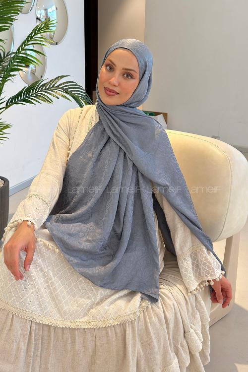 Lamelif Zincir Halka Desen Ayrobin Floş Jakar  Şal Gri