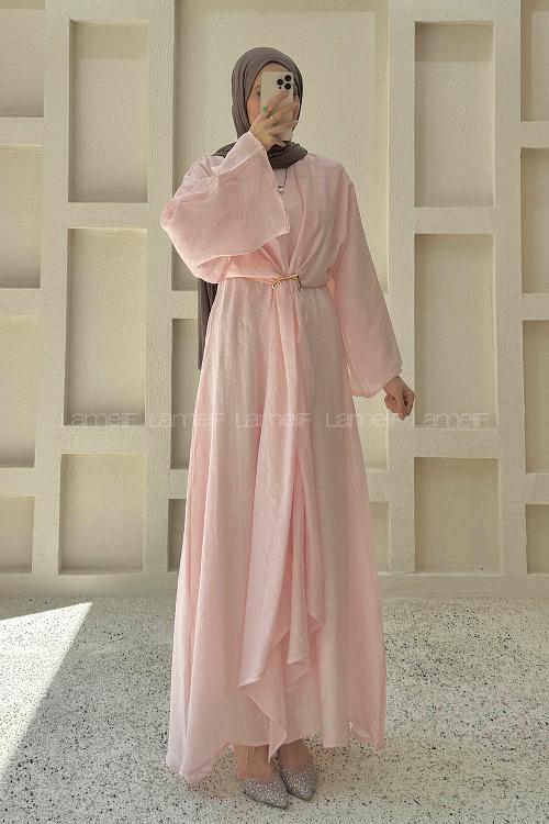 Lamelif Bolerolu Tül Cupra Elbise Pembe
