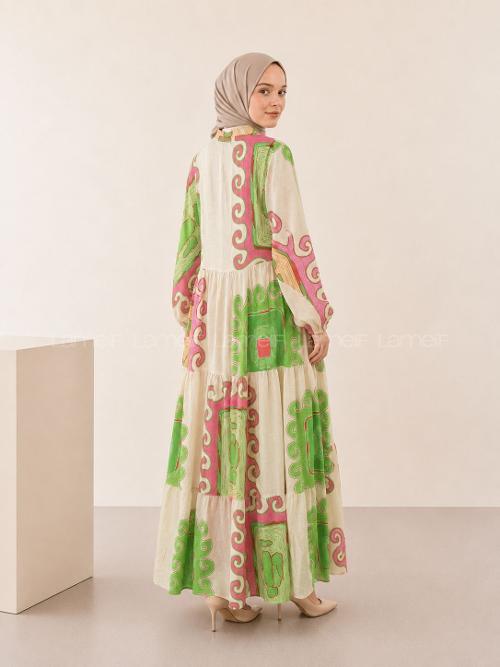 Lamelif Bohem Desenli Elbise