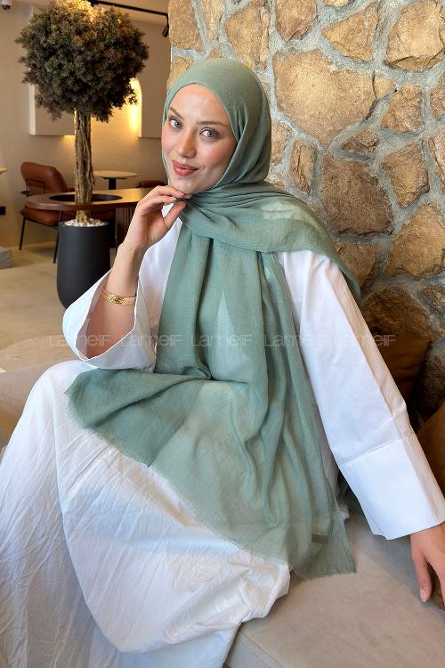 Plum Green Cotton Fabric Straight Shawl
