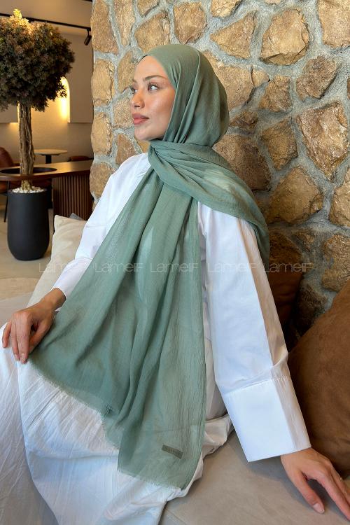Plum Green Cotton Fabric Straight Shawl