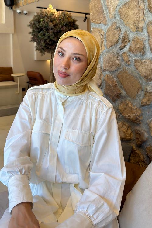 Lamelif Bulut Desen Soft Eşarp Sarı