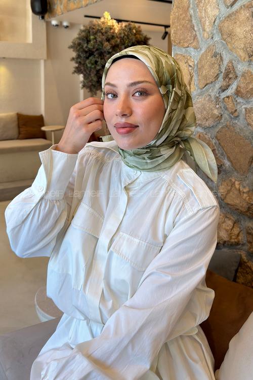 Lamelif Lotus Desen Soft Eşarp Mint Yeşil