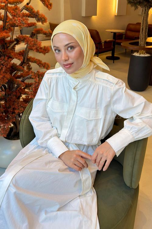 Lamelif Puantiye Desen Soft Eşarp Sarı