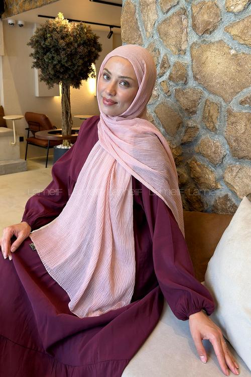 Lamelif  Müslin Krinkıl Şal Pudra